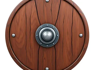 Viking Wooden Round Shield Low-poly 3D model