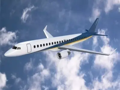 Embraer 190 commercial airliner Low-poly 3D model