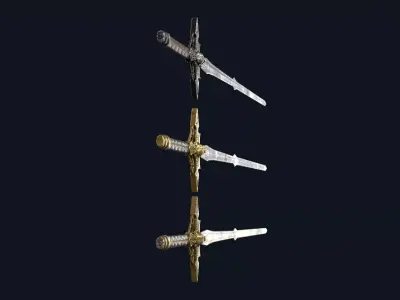 Elven Hunter Sword Low-poly 3D model