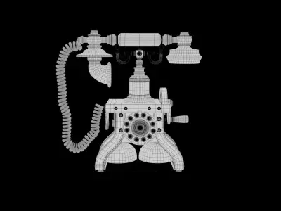 Vintage Luxury Telephone  Black and Gold Classic Desk Phone 3D model