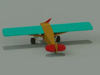 Voxel Plane Low-poly 3D model