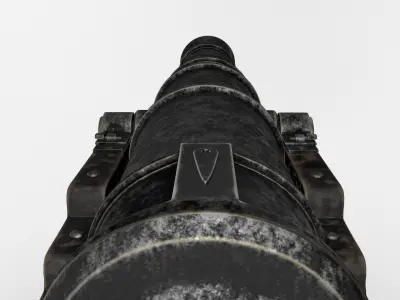Dark Naval Cannon Low-poly 3D model
