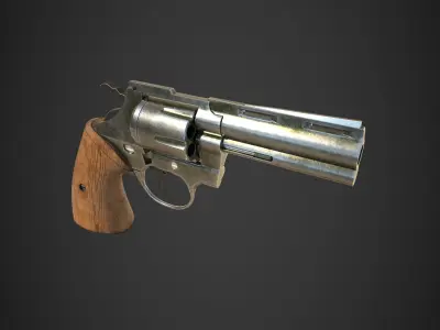 Pistol revolver Low-poly 3D model