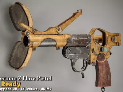 WW2 German Z Flare Pistol Game-Ready Low-poly 3D model