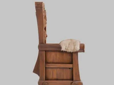Brown Rustic Viking Chair 3D Model Low-poly 3D model