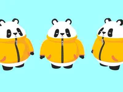 Panda bear in jacket 3D model