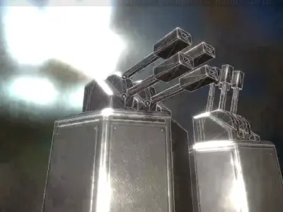 Low Poly Laser Gun Tower with Animations Low-poly 3D model