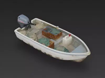 Small Artisanal Fishing Panga Boat 3D Model Low-poly 3D model