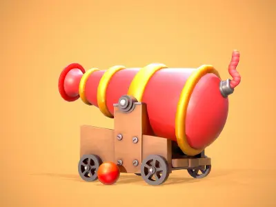Stylized Cannon Low-poly 3D model buy