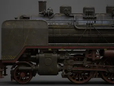  steam-The locomotive  Low-poly 3D model