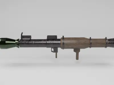 bazooka low poly gun with wooden handle Low-poly 3D model
