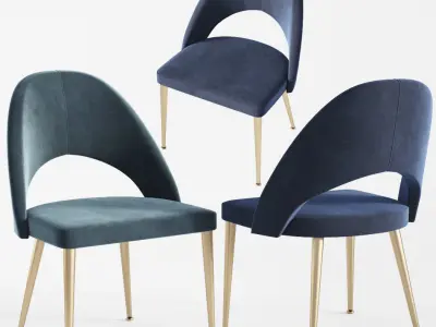 Gloria Modern Blue Antique Brass Dining Chair  3D model