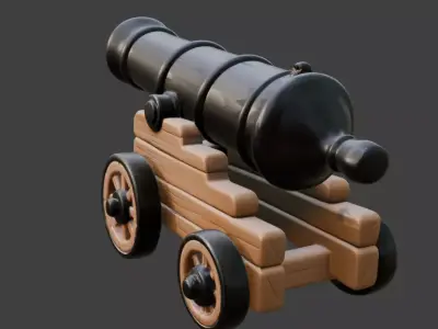 Stylized Pirate Cannon 3D Model Low-poly 3D model