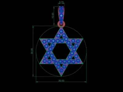 Davids star with stones Free low-poly 3D model