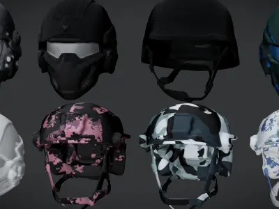 military helmets bundle 3D model