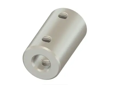 shaft coupling 6mm x 14 mm aluminum quarter in m4 set screw 3D model