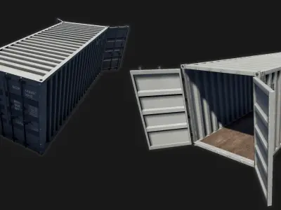 Low-poly PBR Shipping Container Six Pack Low-poly 3D model