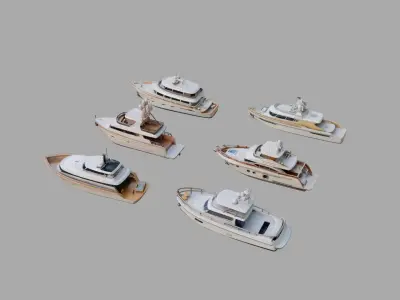 Yachts Pack Collection Low-poly 3D model