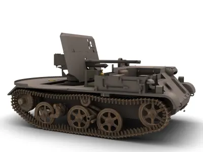 Brengun carriage with 2 pounder AT gun 3D model