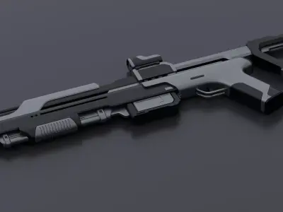 Sci-Fi Shotgun Game Ready Low-poly 3D model