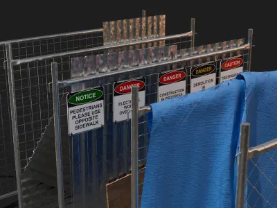 Simple modular pop up wire fence for construction building sites 3D model