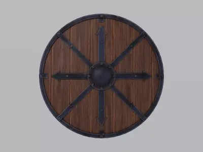 Wooden shield Low-poly 3D model