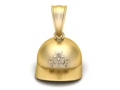 Golden Military Helmet Pendant with Diamond Stars 3D print model