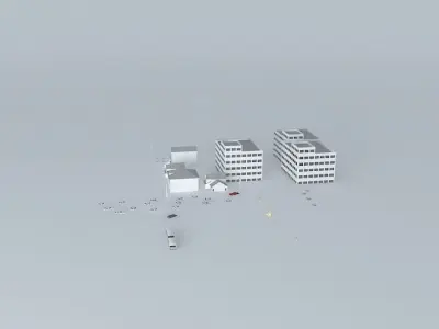 Movie Set group of buildings 3D model