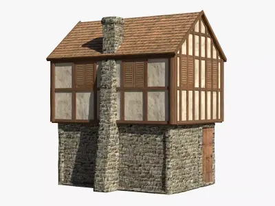 Medieval House 01B Game Ready Low-poly 3D model
