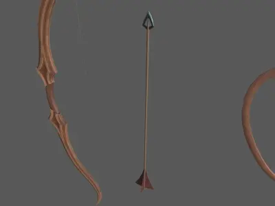 Bow Set Low Poly leather bag with arrow in it Low-poly 3D model