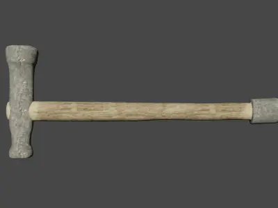 Assetpack 1 metal axe with wooden handle 3D model