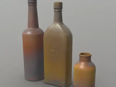 Bottles 2 vintage Low-poly 3D model