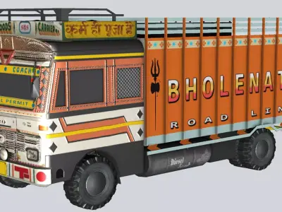 Indian truck with interior Low-poly 3D model