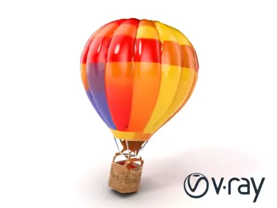 Rainbow Gradient Hot Air Balloon 3D Model Pack Low-poly 3D model