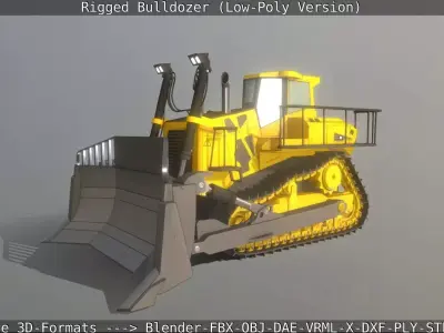 Bulldozer Rigged and Animated- Low-Poly Version Low-poly 3D model