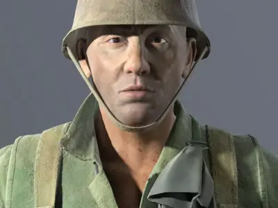 Vietnam War US Soldier Low-poly 3D model
