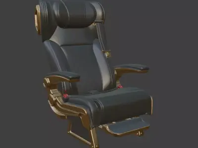 Luxury VIP Aircraft Seat Gray Leather Gold 3D Model 3D model