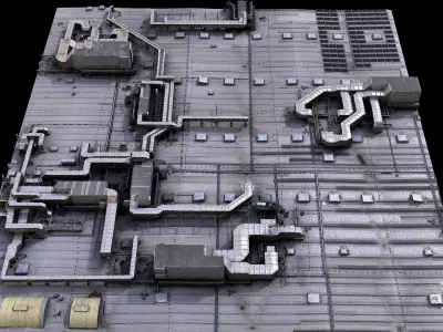 factory roof airvents vent-systems kitbash photogrammetry Low-poly 3D model