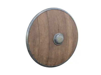 Shield 2 wooden Low-poly 3D model