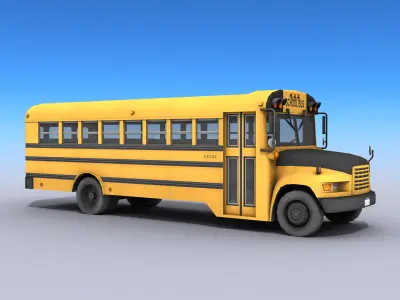 School Bus Low-poly 3D model