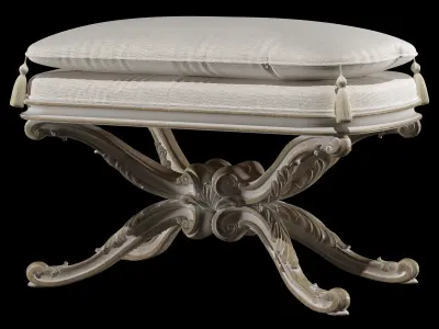x puff ornate bench with cushion on top 3D model