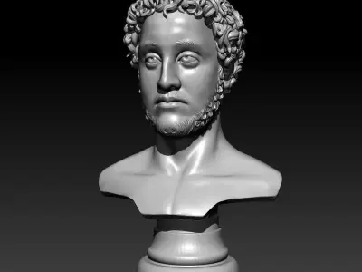 Commodus bust of man with curly hair 3D print model purchase