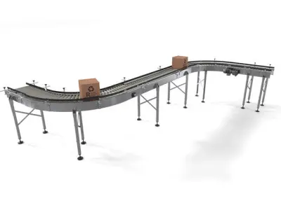 Conveyor 3D model belt with boxes 3D model