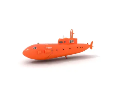 Orange Submarine model pack Low-poly 3D model