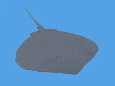 Low Poly Cartoon Stingray Low-poly 3D model