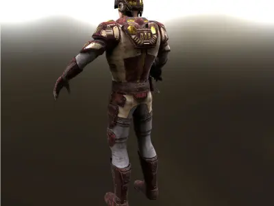 Golden Soldier Low-poly 3D model