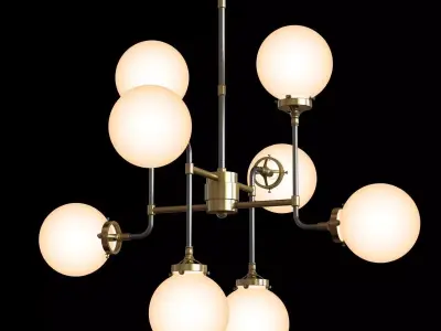 Restoration Hardware BISTRO GLOBE MILK GLASS 8-LIGHT CHANDELIER 3D model