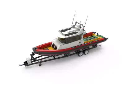 Patrol boat with trailer 3D model