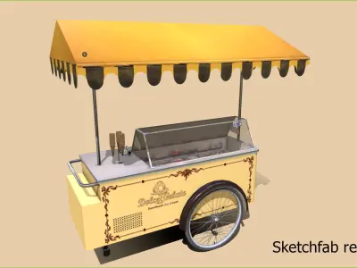 Icecream showcase ISA Carrettino Low-poly 3D model