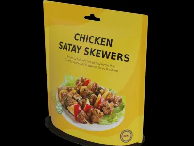 Snacks Chicken Satay Skewers Low-poly 3D model